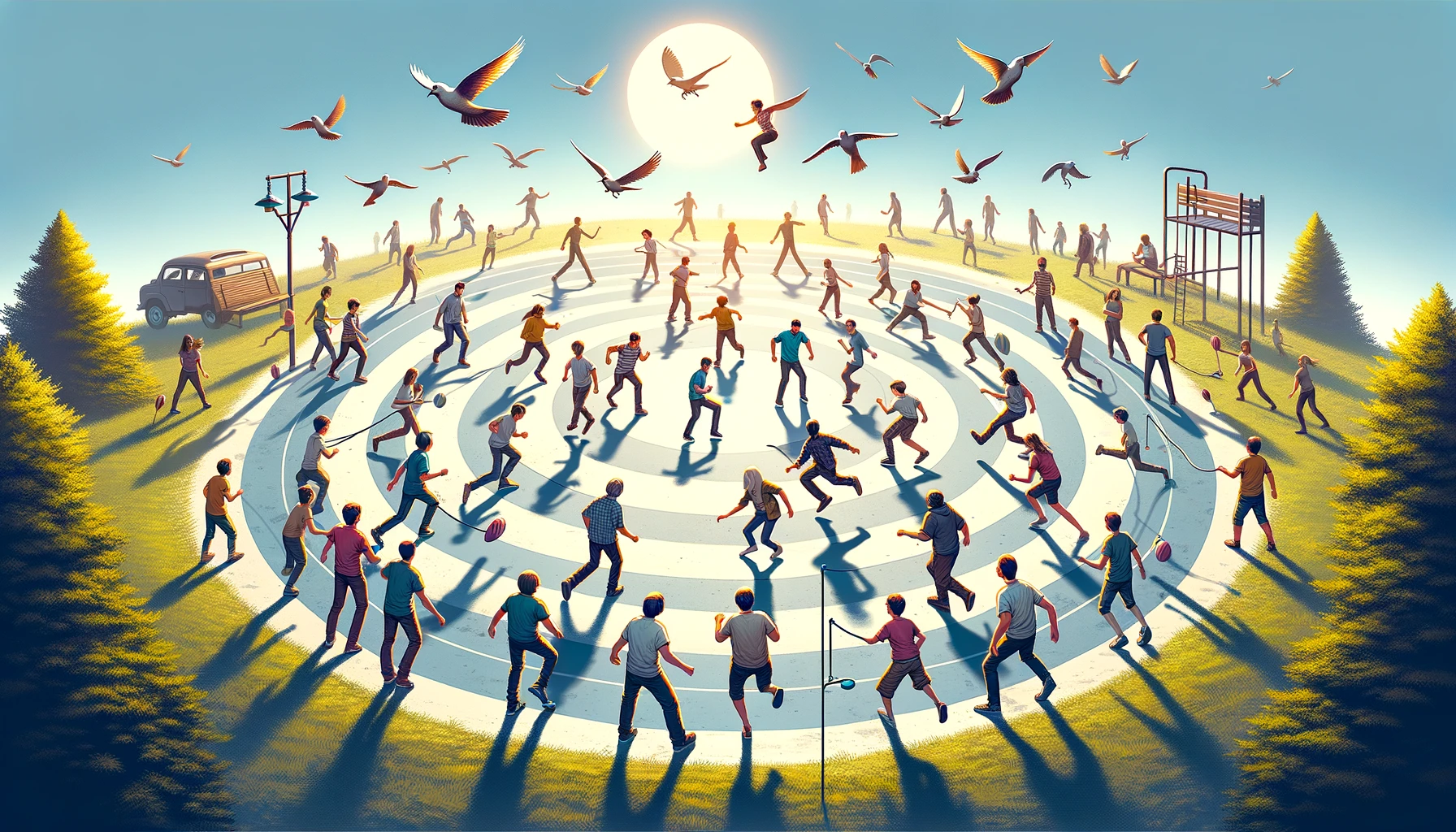 Enjoy Birdie on a Perch game! Partners walk in circles until "Birdie on a Perch!" is called. Birdies find their perches and jump on their backs. Fun and engaging group activity.