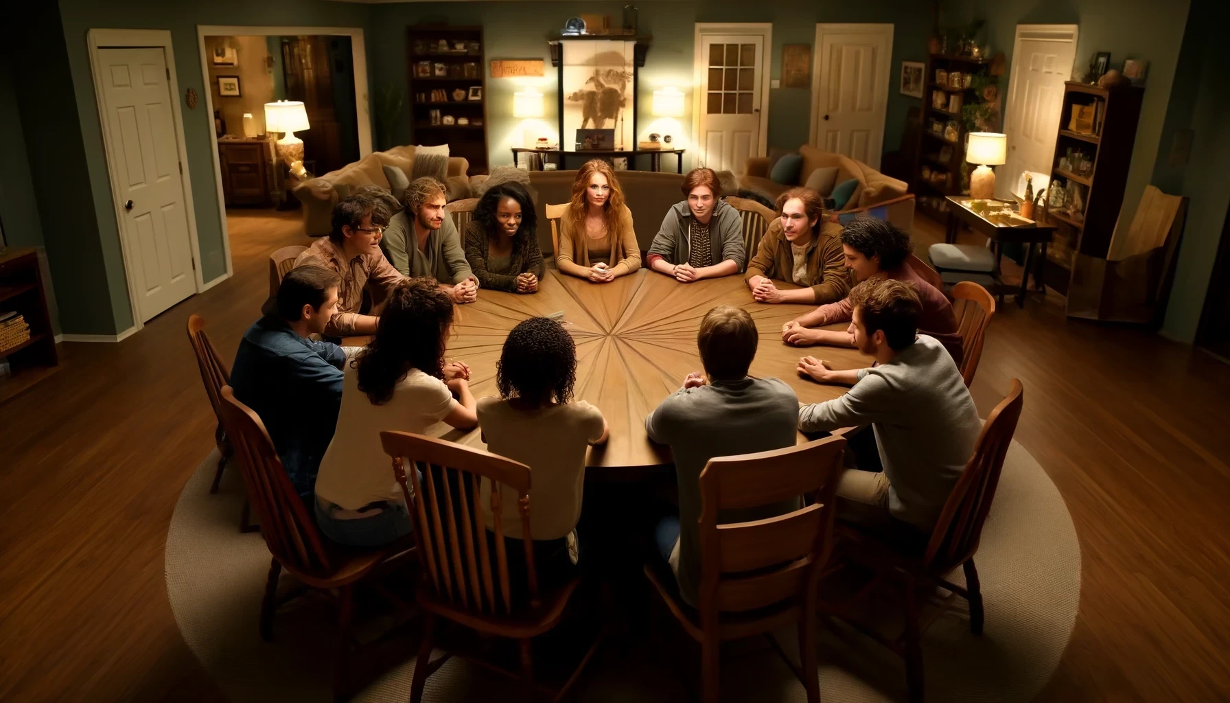 Play Medusa! Sit around a table, look up on cue, and avoid making eye contact. If you do, you're out. Last person remaining wins. Perfect for fun group activity!