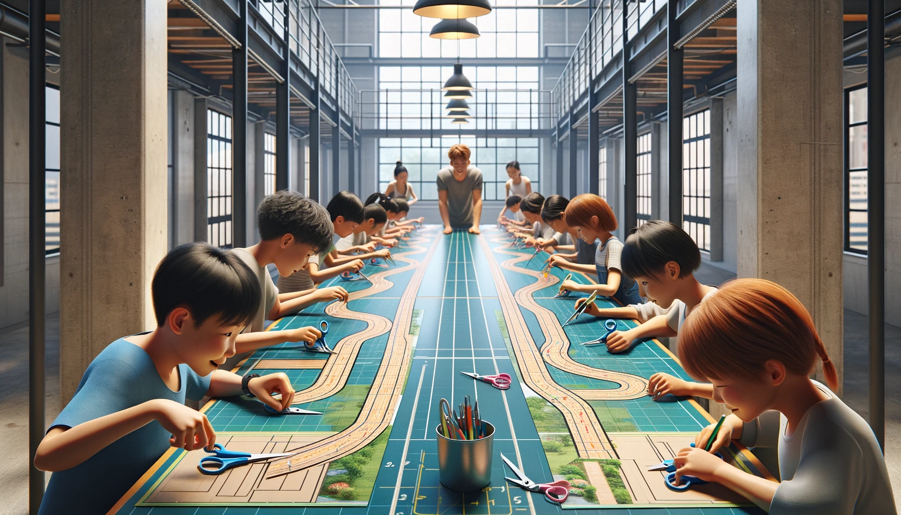 Join the scissor cutting race! Contestants race to cut out a track drawn on paper, testing their precision and speed.