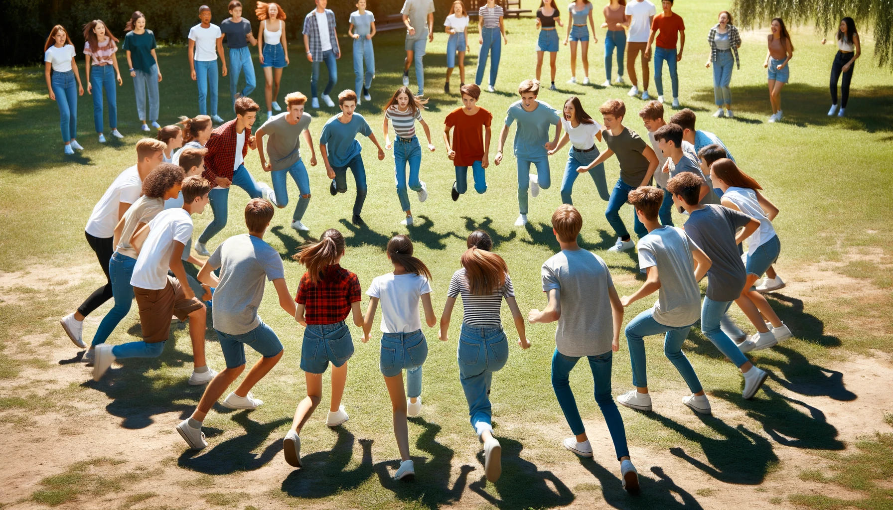 Play Screamer! Stand in a circle, lock eyes, and race to the center while screaming. A chaotic and fun high-energy group game!