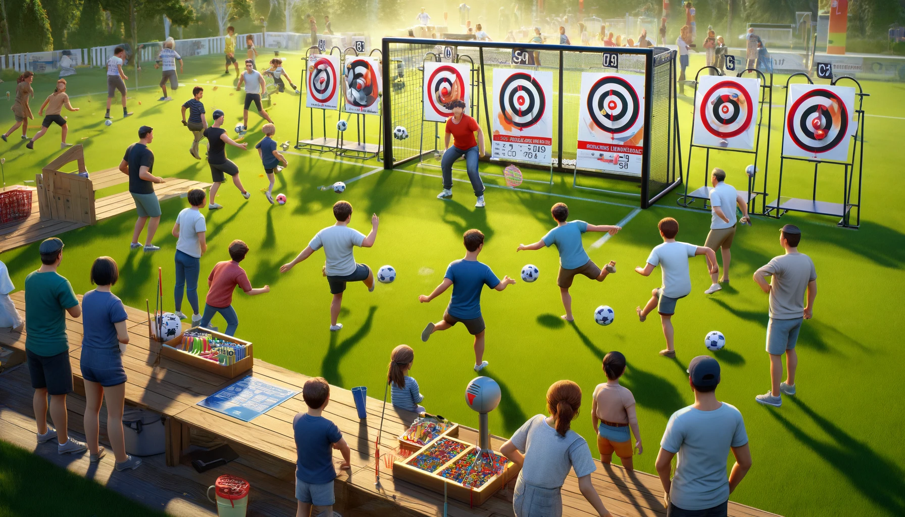 Test your soccer skills with target shooting drills. Alternate team members, aiming for top and bottom net targets to score extra points.
