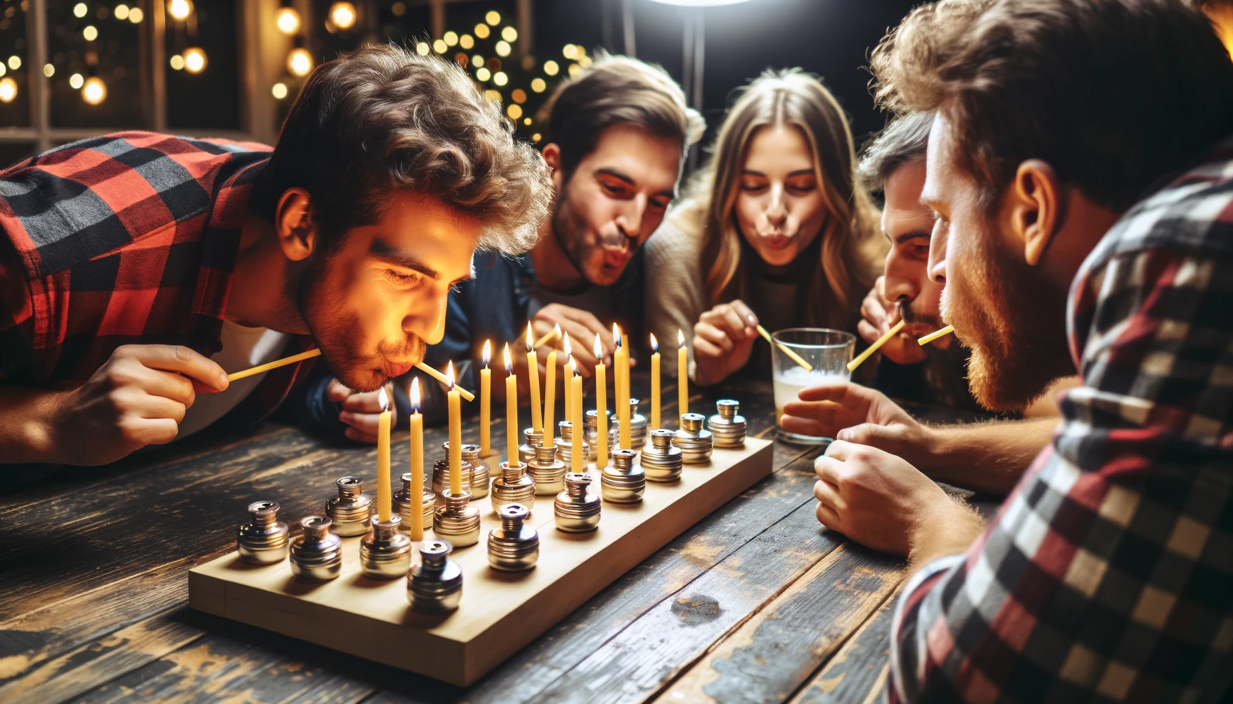 Join the blowing out candles challenge! Take turns or race against time to blow out as many candles as possible from a designated spot.