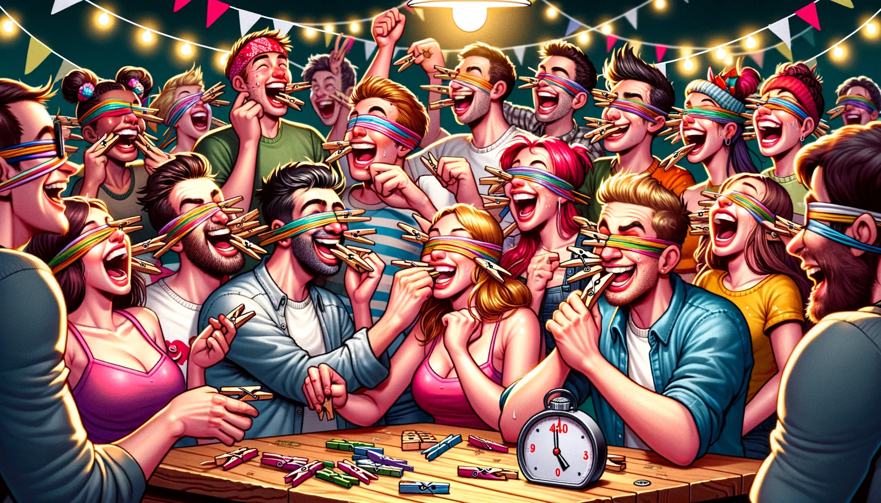Compete to clip the most clothes-pins on faces and win! Join this hilarious and fun clothespin game for laughs and challenges.