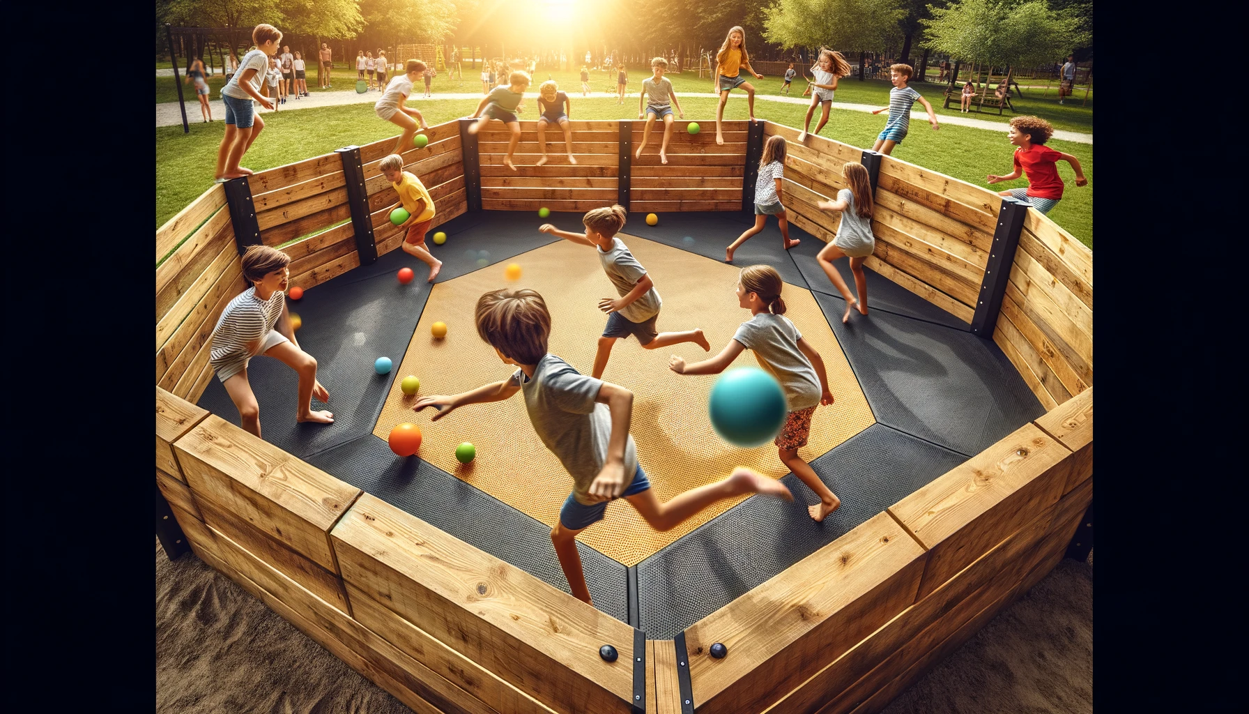 Play Gaga Ball, a dodgeball variation in a pit or arena! Hit players below the waist while avoiding being hit. Fast-paced and fun for all ages!