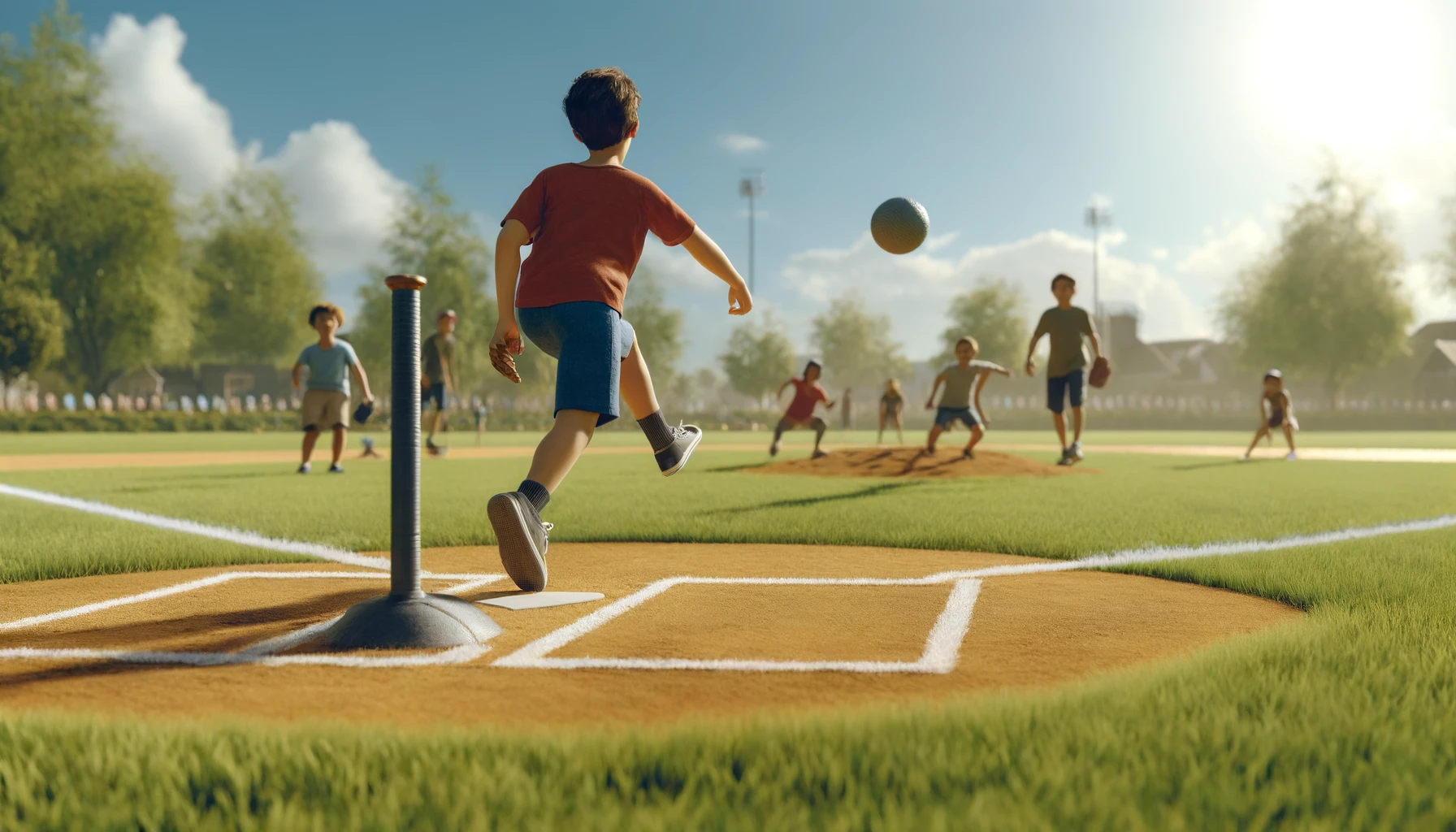 Play Kickball! Like baseball, but with a kick. Run bases and score points for your team. A fun and active game for all ages!