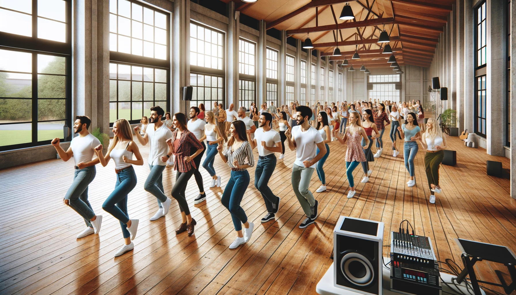 Teach line dancing to a group! Learn dance steps, follow the choreography, and enjoy the rhythm together in this fun, engaging activity.