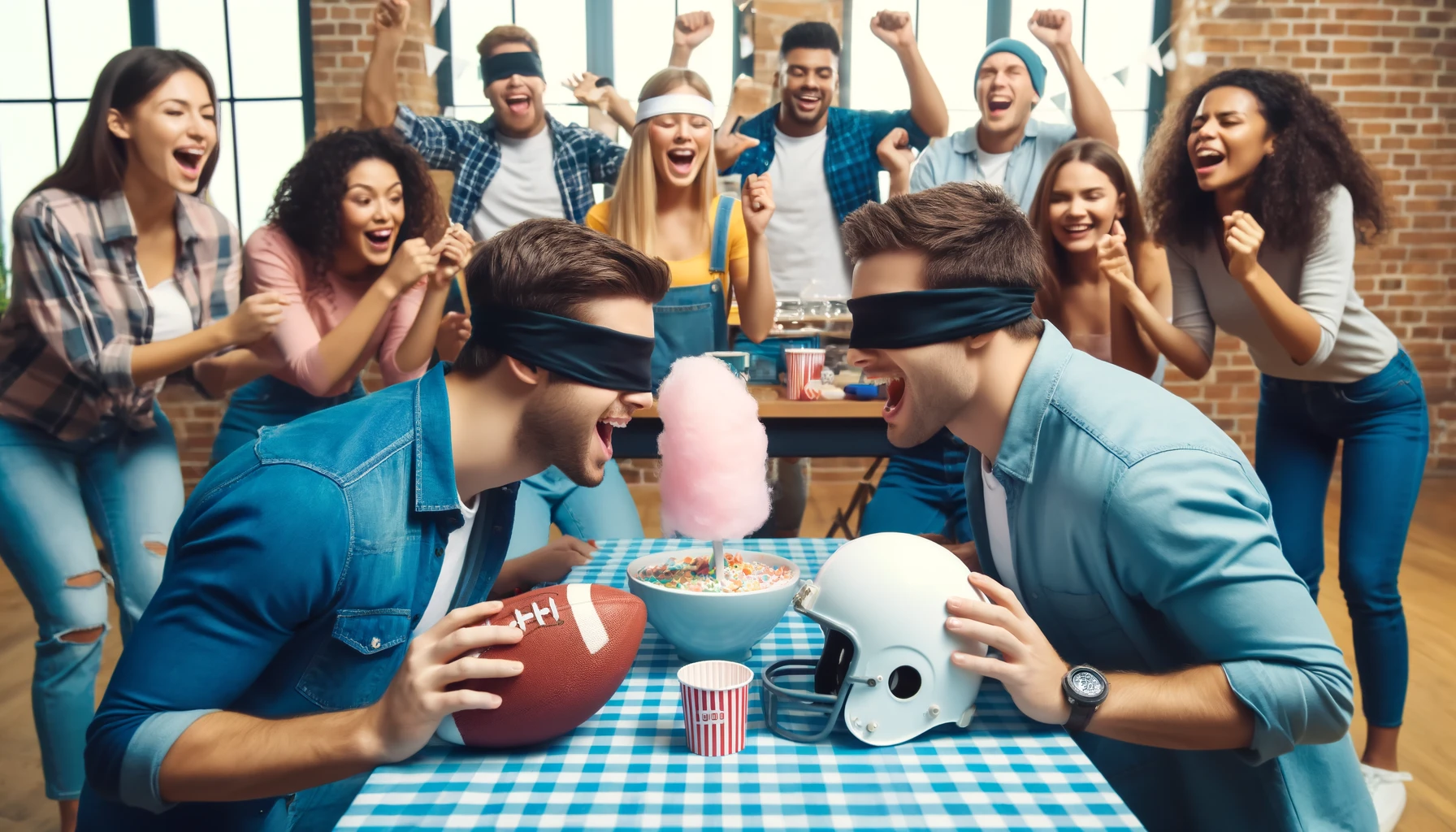 Discover the fun of Nuzzle Waaaa Team Challenge. Blindfolded players race to identify items like cotton candy and turtles by nuzzling.