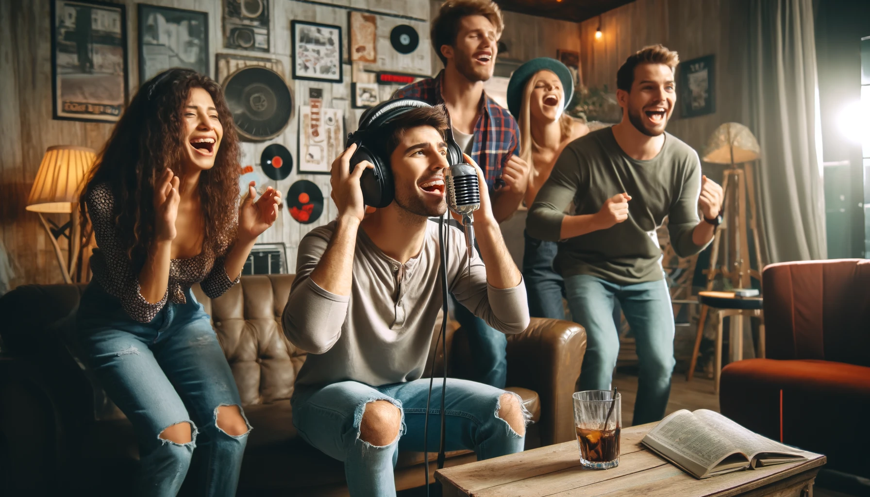 Enjoy the Singing with Headphones game! Players sing a different song while music plays loudly in their headphones. Hilarious and fun challenge!