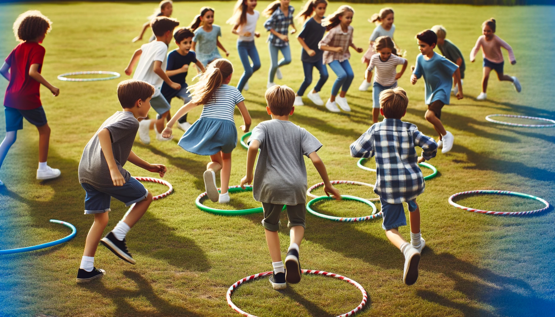 In The Corners game, players spin and race to secure bases. With one less base than players, the last one standing faces elimination.